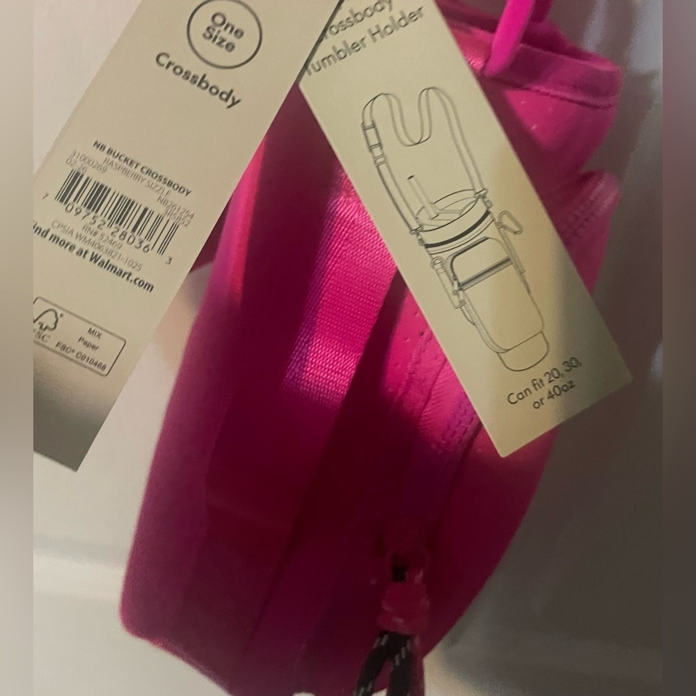 NWT No Boundaries Hot Pink Neoprene Tumbler Holder Crossbody Bag - Picture 11 of 12